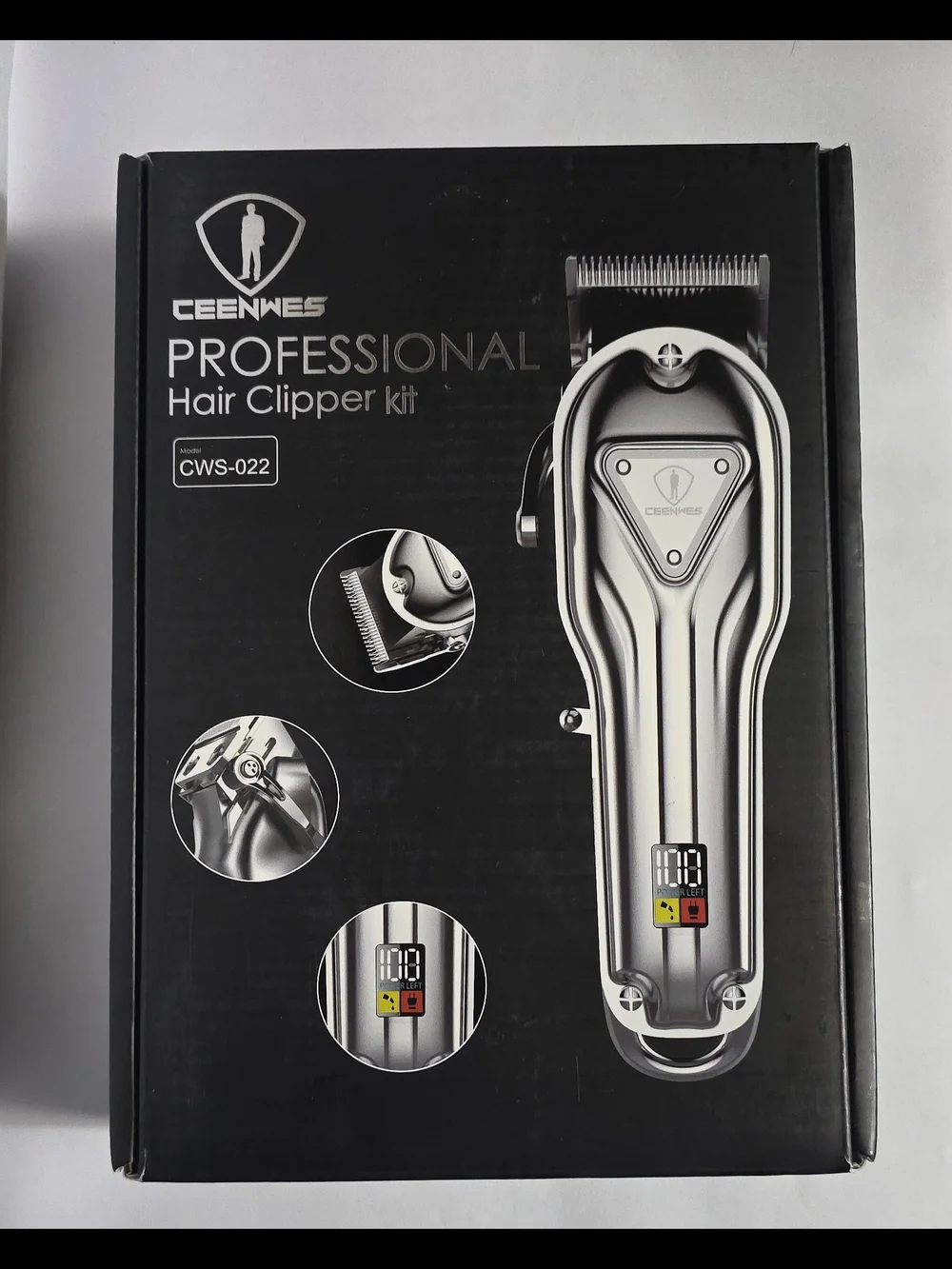 Ceenwes CWS-022 Mens Hair Clipper Grooming Kit, Full Metal Cordless LED Display
